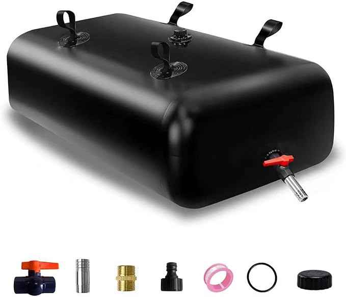 113 L/30 Gal Water Bladder Tank, Foldable Portable Water Storage Container, Emergency Water Bag for RV, Truck Bed, Fire Prevention, Drought Resistance, Black