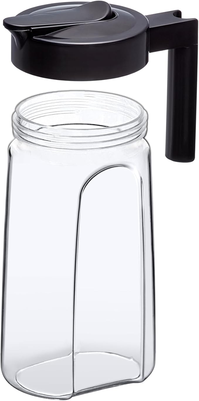 Amazing Abby - Slim Mini - Tritan Pitcher (48 oz), Unbreakable Plastic Water Pitcher with Lid, BPA-Free, Heat-Resistant, Dishwasher-Safe, Great for Iced and Hot Drinks, Indoors and Outdoors, Black