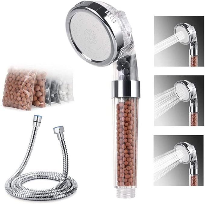 3 Modes Water Saving Shower Heads, Filter for Hard Water with Douche Nozzle,Removable,High Pressure, Bathroom Accessories for Home and Gym
