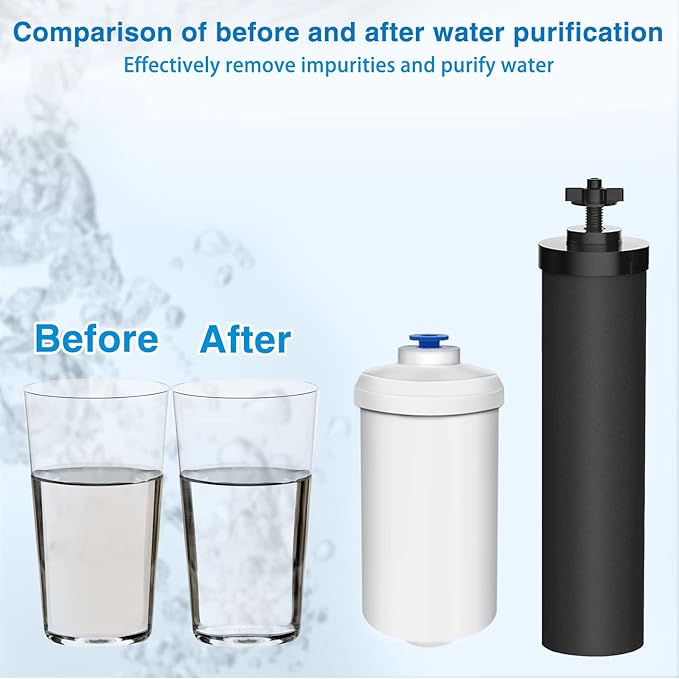 Water Filter Replacement for Berkey - 4 Black and 4 Fluoride Filters for Water Filtration System