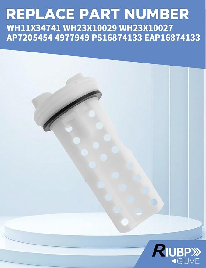 Washing Machine Drain Pump Filter Fit for WBVH5100H0WW、WBVH5100H1WW、WBVH6240F0GG、WBVH6240F0WW Etc Replace WH11X34741 WH23X10029 WH23X10027 AP7205454 4977949 PS16874133 EAP16874133 - AquaVibe