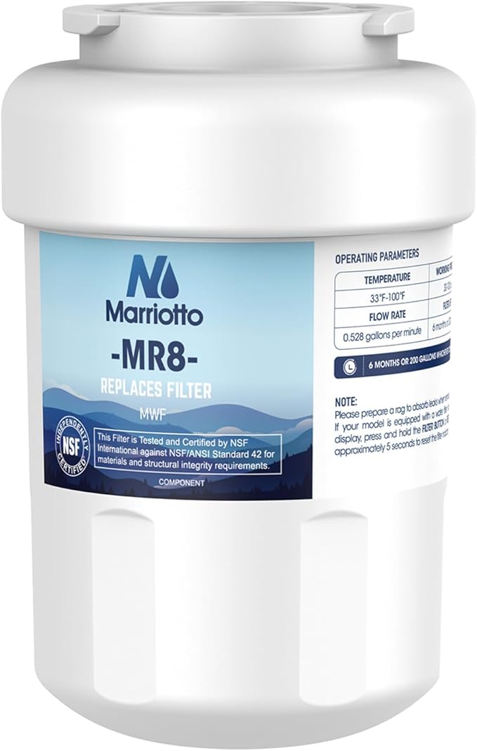 MARRIOTTO Smart Water Filters for Refrigerators NSF 42 Certified Cartridges Compatible with MWF, MWFA, MWFP, GWF, GWFA, 46-9991, HDX FMG-1, WFC1201, 1 Pack - AquaVibe