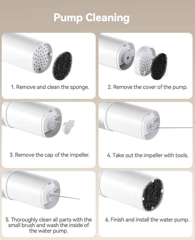 6 Pack Cordless Dog Water Replacement Filters & 6 Packs Pump Filters Sponges Compatible with Battery Operated Stainless Steel 8L Dog Water Fountain (FN-W18)