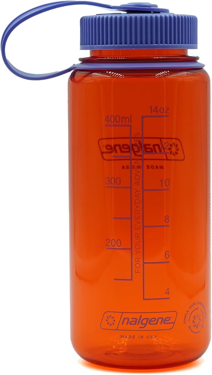 Nalgene Sustain Tritan BPA-Free Water Bottle Made with Material Derived from 50% Plastic Waste (Using ISCC Certified Mass Balance), 16 OZ, Wide Mouth, Marmalade Orange