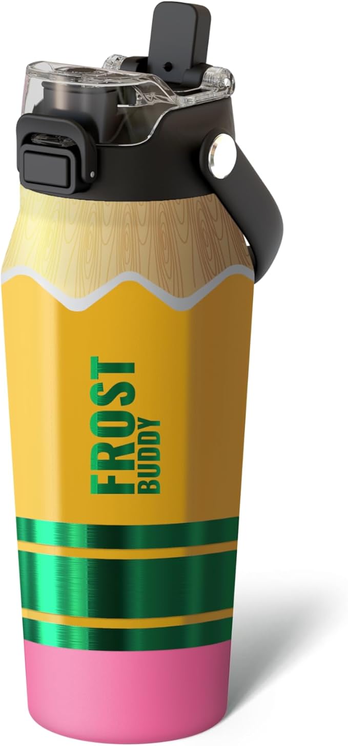 Frost Buddy 16oz Insulated Water Bottle with Straw & Chug Lid | Leak-Proof Stainless Steel | 24-Hours Cold | Sweat-Proof, Cup Holder Friendly | Ideal for Gym, Travel, Sports & Everyday Hydration