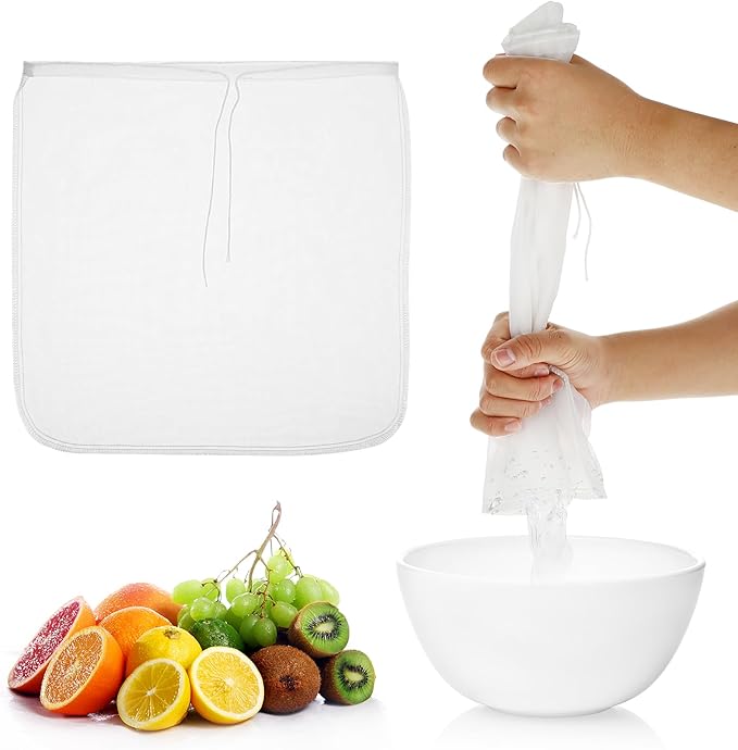 4 Pack Nylon Nut Milk Bag 13×13 Inches Fine Mesh Cheese Cloth Multiple Usage Reusable Food Strainer Professional Cold Brew Filter for Straining Fruit Juice Coffee Tofu Greek Yogurt Tea