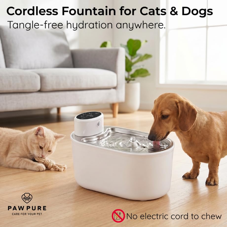 Cat Water Fountain Stainless Steel & Cordless Dog Water Fountain