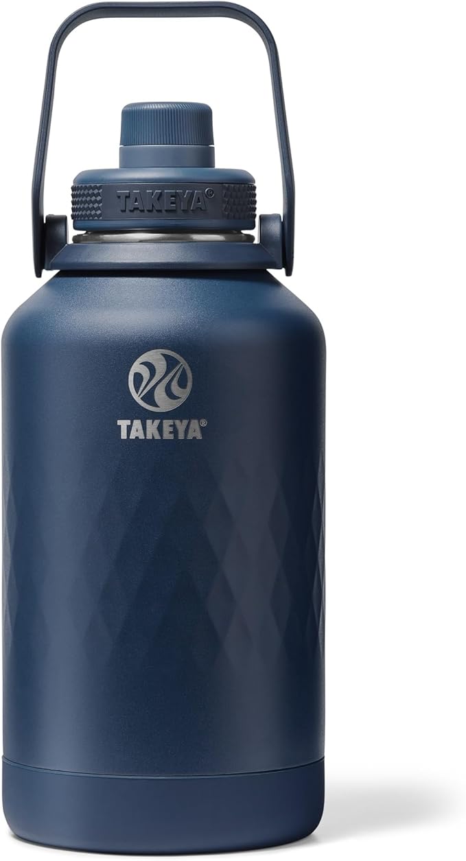 Takeya Sport 64 oz Triple-Insulated Stainless Steel Water Bottle, Spout Lid – Leakproof, Sweatproof, BPA-Free, Keeps Drinks Cold 36 Hrs, Hot 14 Hrs – Indigo