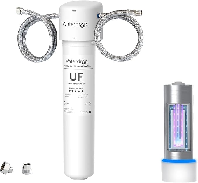 Waterdrop Under Sink Water Filter and LED UV͎ Ultrąviolët Water Filtration System, 𝟐 𝐘𝐞𝐚𝐫𝐬 𝐨𝐫 𝟏𝟔𝐊 𝐆𝐚𝐥𝐥𝐨𝐧𝐬, 𝟎.𝟎𝟏 𝐌𝐢𝐜𝐫𝐨𝐧 Ultra Filtration-Bundle
