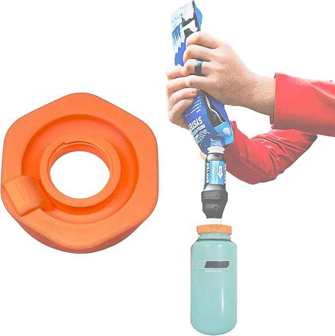 Compatible with Nalgene Wide Mouth Bottles, Water Filter Adapter for Sawyer Squeeze - Water Filtration fixtures for Camping & Hiking.Leak-Proof, Fast Connect-Perfect for Outdoor Adventures (Orange)