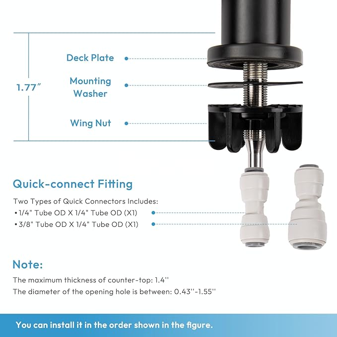 Reverse Osmosis Faucet, Filtered RO Drinking Water Faucet for Kitchen Sink, Non-Air Gap, 360-degree Rotation, Lead-Free, 304 Stainless Steel, Matte Black