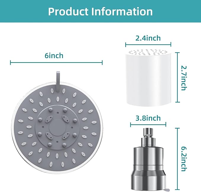 Filtered Shower Head, 5 Modes High Pressure Shower Head with 15 Stage Hard Water Filter Cartridge for Remove Chlorine and Harmful Substances - AquaVibe