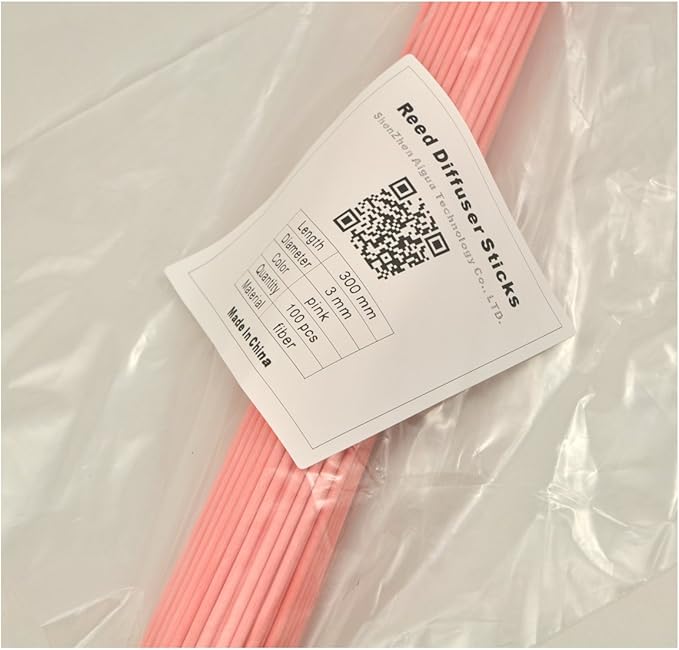 50 Pieces Fiber Reed Diffuser Replacement Refill Sticks for Aroma Fragrance (Pink, 10" x3mm) - AquaVibe