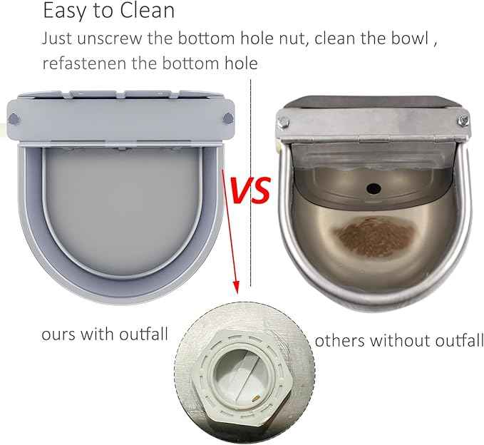 Automatic Water Dispenser for Dog Water Bowl Dispenser Large Size Stainless-Steel Waterer Feeder Self Filling Water Trough for Poultry and Livestock (Metallic Gray, Large)