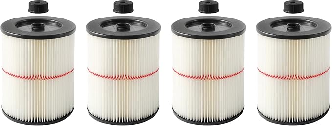 Nispira 9-17816 17816 Red Stripe Replacement HEPA Filter for Craftsman Craftsman Shop Vac Wet/Dry Vacuum 5/6/8/12/16/32 Gallon Larger, 4 Pack - AquaVibe