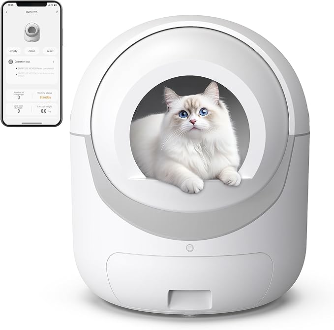 Self Cleaning Cat Litter Box with APP Control, Automatic Liiter Box for Multiple Cats, Quiet Operation, Large Space, Includes Cat Litter Box Liners - AquaVibe