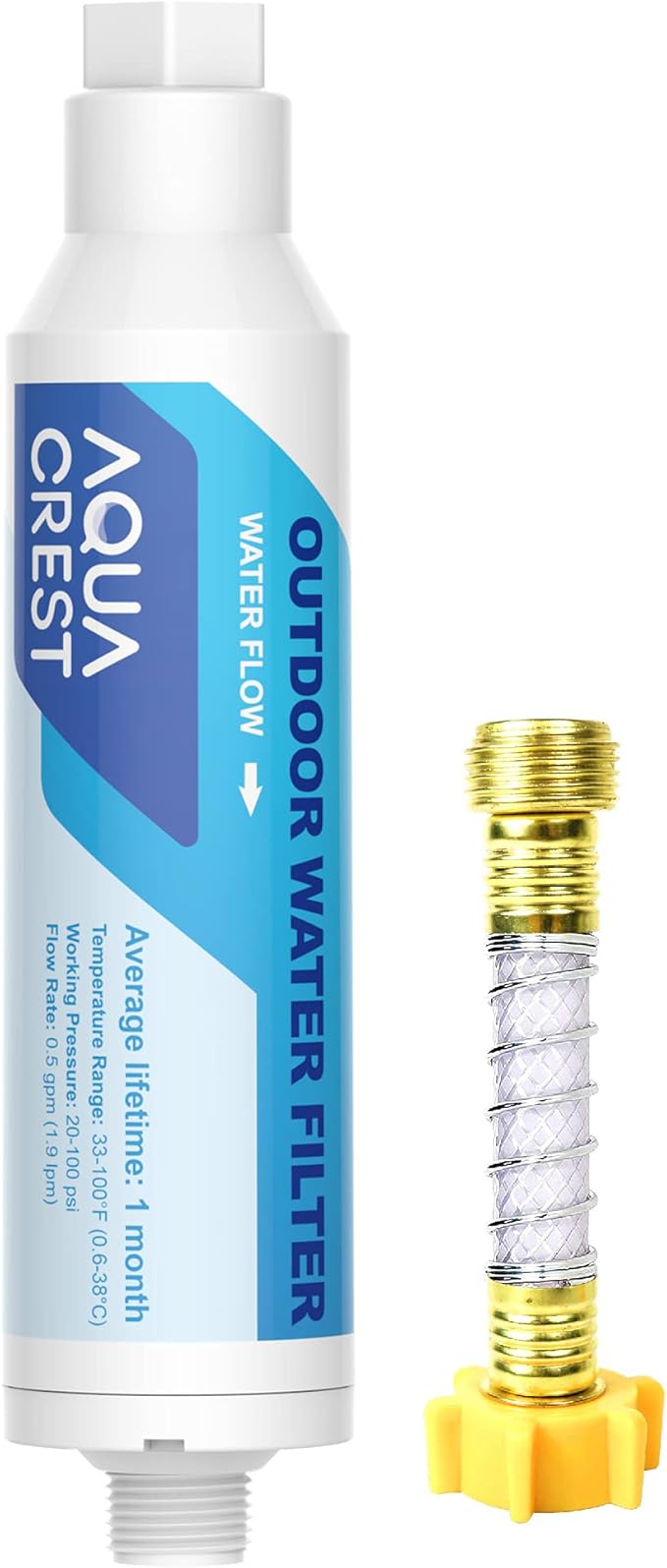 AQUA CREST Inline Water Filter, Dedicated for Car Washing, Yard Cleaning, Reduce Hard Water Spots, Soften Water, Upgraded Formula with 1 Flexible Hose Protector