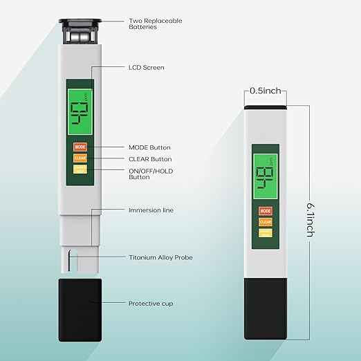 TDS Water Tester, 4 in 1 TDS Meter Digital Water Tester for Drinking Water, Professional 0-9990ppm PPM EC & Temp Water TDS Meter for Home & Travel Regular Water Quality Testing White & Green 6 in