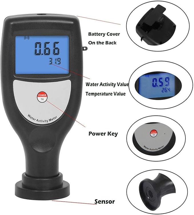 Portable Water Activity Meter, Cake/Puffed Food/Baked Food AW Tester, Smart Food Tester Monitor Water Analyzer Tool, Measure The Water Activity of Bread, Biscuits and Pastries