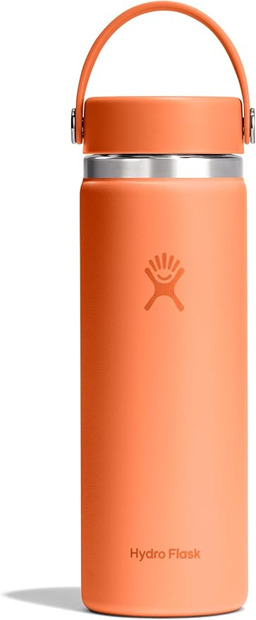 Hydro Flask Water Bottle - Insulated Stainless Steel - Wide Mouth Flex Lid, Non Spill, Leakproof and Refillable in 20 Oz Nectar Orange