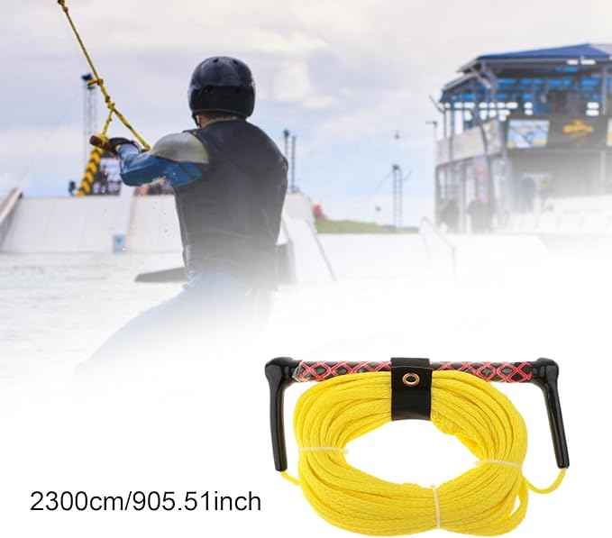 Water Ski Rope Wakeboarding Tow Line with Handle Grip Heavy Duty Water Ski Tow Rope Wakeboard for Surfing Accs, Yellow Rope