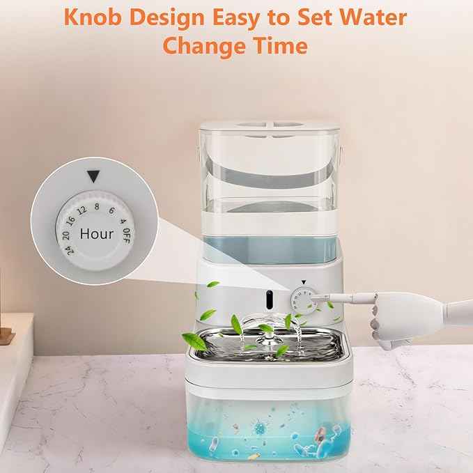 Smart Pet Water Fountain,Filterless Cat Water Fountain No Filter,3L/102oz Ultra Silent Cat Fountain, Separation Design