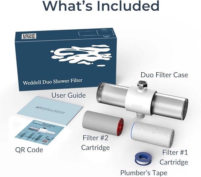 Weddell Duo Shower Filter – NSF Certified Shower Filter for Chlorine Reduction, Lead-Free, Easy Installation, Award-Winning Filter for Healthier Hair & Skin (White)