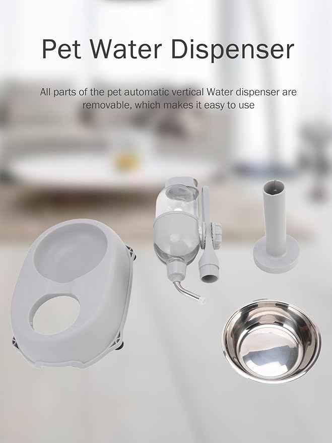Pet Water Dispenser, Pet Standing Water Dispenser Bowl, 2 in 1 500ml Multifunctional Detachable Height with Stand for Dogs Cats