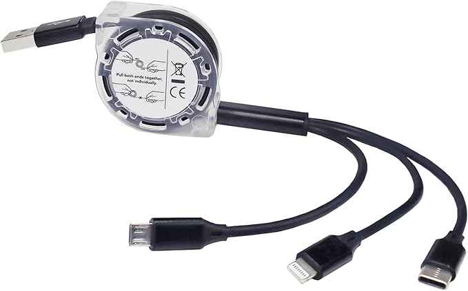 BoxWave Cable Compatible with LARQ Bottle PureVis 17 oz - AllCharge miniSync, Retractable, Portable USB Cable - Jet Black