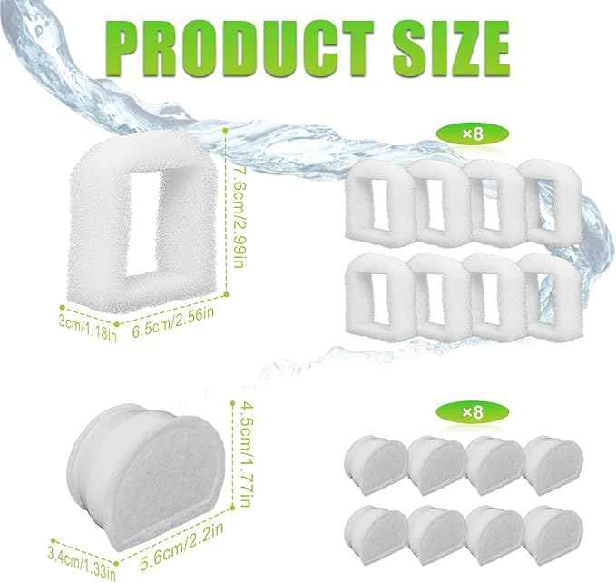 Pet Fountain Filter Replacement Compatible with Drinkwell Fountain Stainless Steel 360 Avalon, Pagoda Seascape and Sedona Water Bowl, Dog and Cat Pet Water Fountain Prefilters