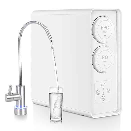 RO System 600 GPD, Under-Sink Tankless Reverse Osmosis Water Filter, 2:1 High Pure to Drain Water-Saving, NSF/FC/SGS Certified, Smart Faucet Reminder