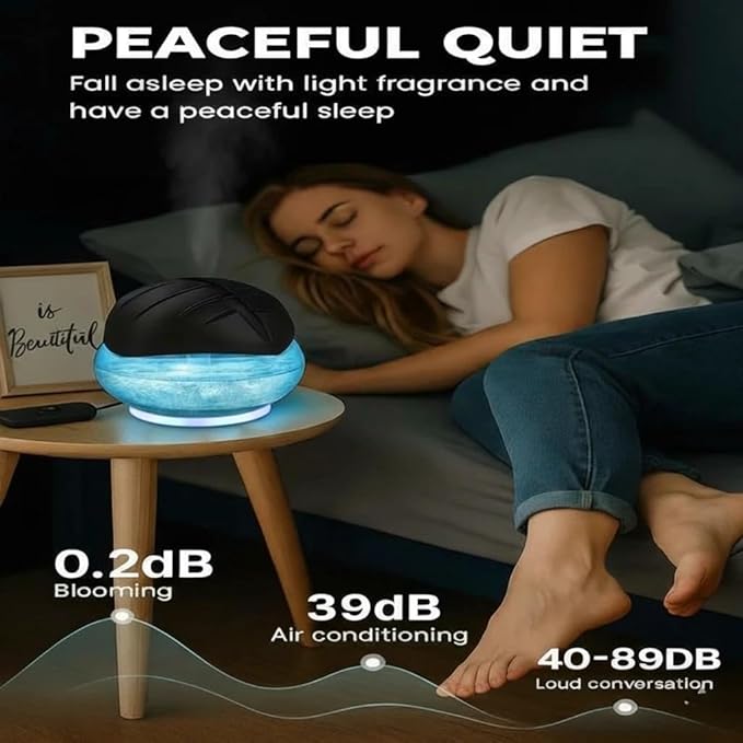 Air Purifier (Black) - Water Filter Air Washer For Home and Office - Essential Oil Aroma Diffuser With LED Night light - Small Air Cleaner For Smoke and Pets (Black)