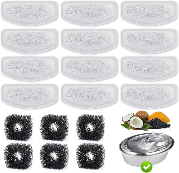 12+6 Pack Compatible with ORSDA Cat Water Fountain Filters for D30 67oz