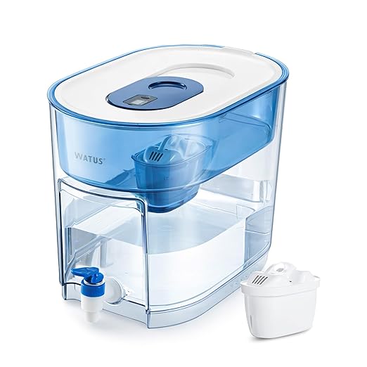 40-Cup Large Water Filter Dispenser for Fridge, High Capacity Countertop Filtration System with 1 Filter, Fast 6-Min Filtration, Reduces Chlorine, PFOA/PFOS, Heavy Metals, BPA Free