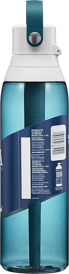 Brita Hard-Sided Plastic Premium Filtering Water Bottle, BPA-Free, Reusable, Replaces 300 Plastic Water Bottles, Filter Lasts 2 Months or 40 Gallons, Includes 1 Filter, Sea Glass - 26 oz.