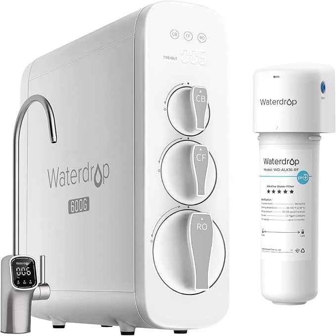 Waterdrop G3 Reverse Osmosis System with Alkaline Water Filter System WD-ALK16, 8 Stage Tankless Reverse Osmosis Water Filter, NSF/ANSI 42 & 58 & 372 Certified, Bundle