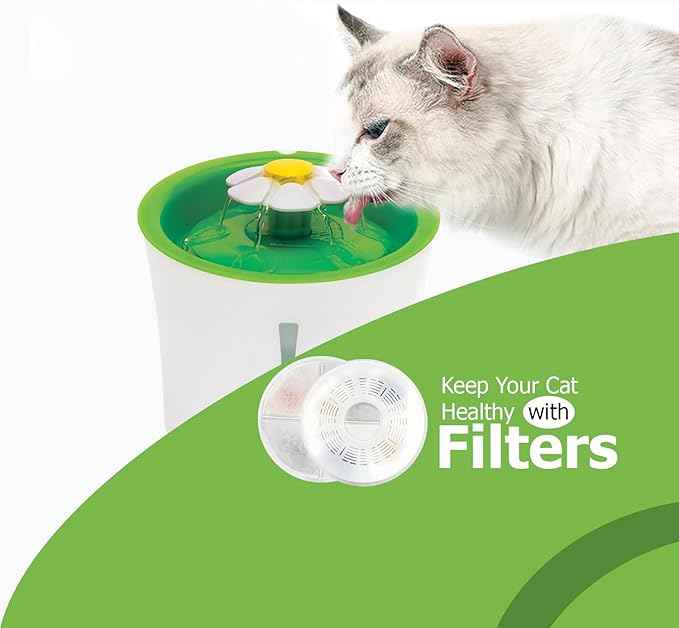 6 Pack Cat Water Fountain Filter Replacement for Catit, Pet Filters for Flower Fountain, Catit Design Senses Fountain, Senses 2.0, Fresh & Clear Stainless Steel Triple Action Filter Replacement