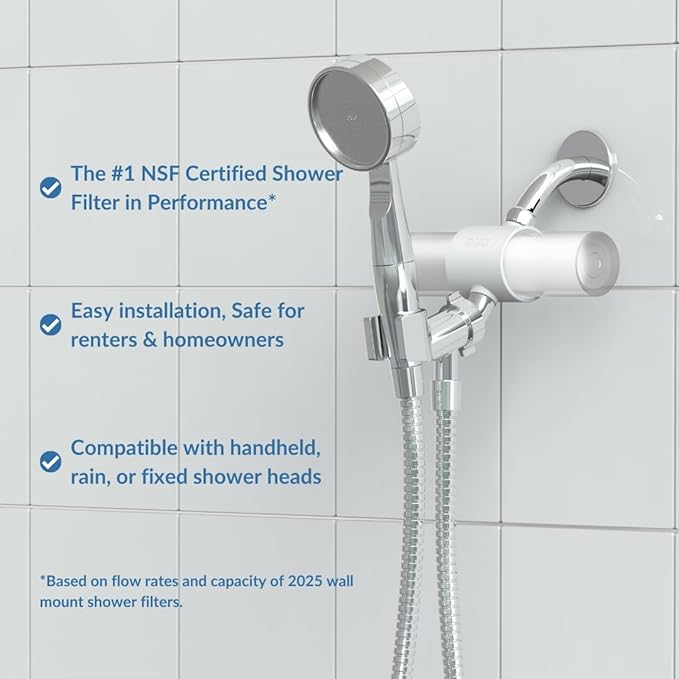 Weddell Duo Shower Filter – NSF Certified Shower Filter for Chlorine Reduction, Lead-Free, Easy Installation, Award-Winning Filter for Healthier Hair & Skin (Black)