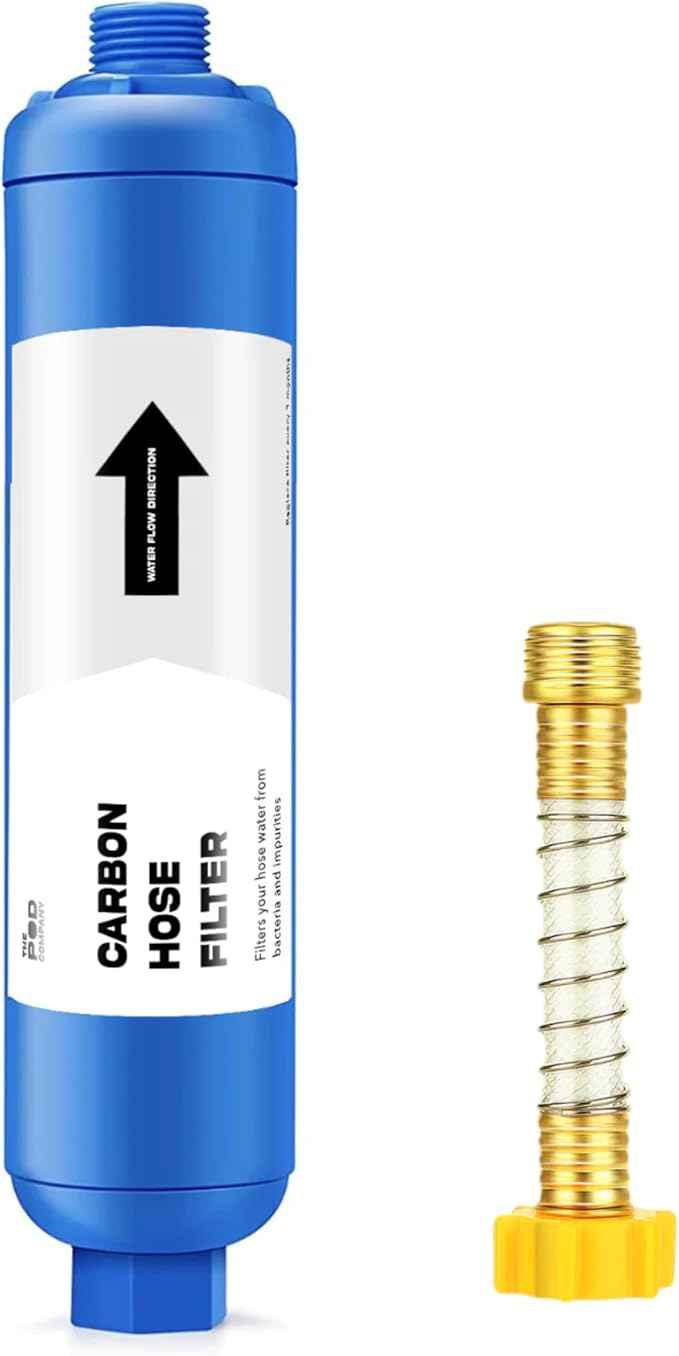 THE POD COMPANY Carbon Hose Filter for Ice Bath Filling, Removes Impurities, Helps Water Last Longer, Fits Standard Garden Hoses/Faucets 3/4", Tool-Free Installation