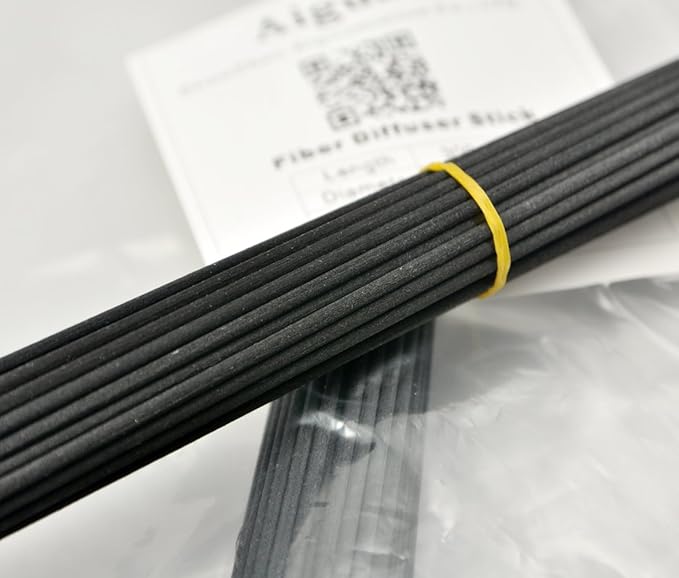 100 Pieces Fiber Reed Diffuser Replacement Refill Sticks (12" x 3mm, Black) - AquaVibe