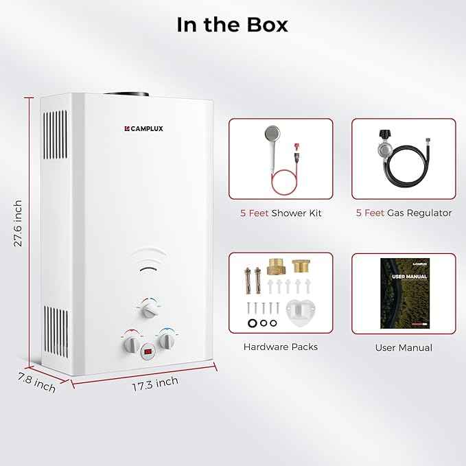 Camplux Tankless Water Heater, 5.28 GPM Outdoor Propane Camping Gas Water Heater, 20L, BW528, White