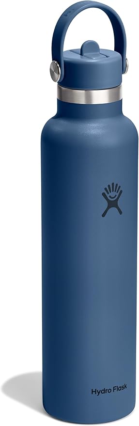 Hydro Flask Water Bottle - Insulated Stainless Steel - Straw Lid, Non Spill, Leakproof in 24 Oz Harbor Blue