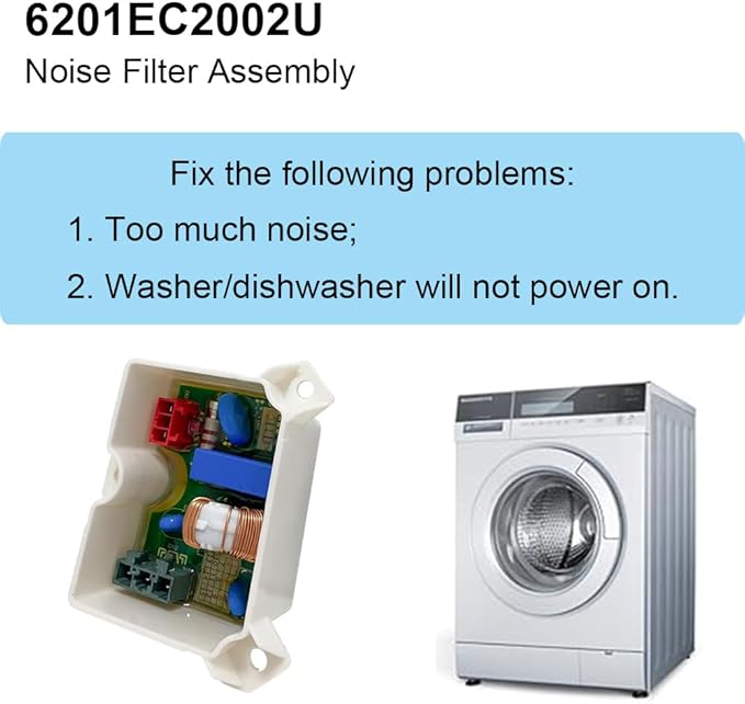 TopHomer Noise Filter Assembly Compatible with LG and Kenmore Washing Machine and Dishwasher,Replace Part Numbers WTS6520.ABWREAP, WTG7520.ABWREAP, etc. - AquaVibe