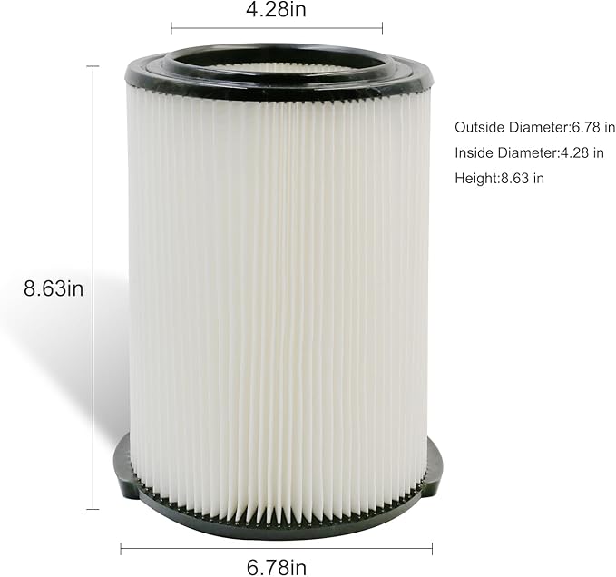 2 Pack vf4000 Filter for Ridgid Shop Vac 5-20 Gallon Wet/Dry Vac, also Fit for Husky 6-9 gallon Vacuum, with 4x Foam Sleeve - AquaVibe