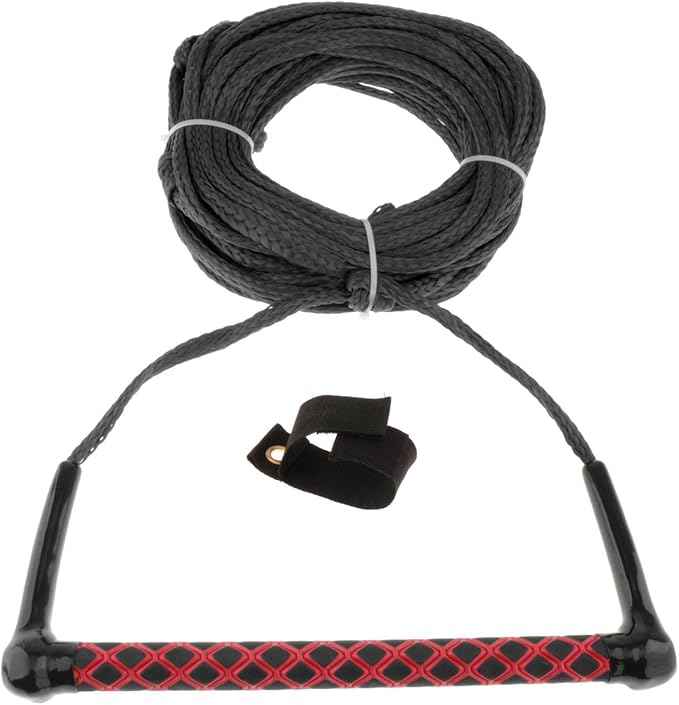 Water Ski Rope Wakeboarding Tow Line with Handle Grip Heavy Duty Water Ski Tow Rope Wakeboard for Surfing Accs, Black Rope