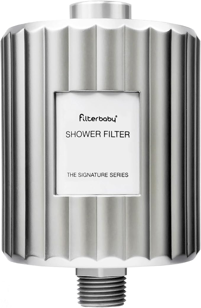 Filterbaby Signature Shower Filter – IAPMO Certified to NSF177 Standard, Doctor Developed, Reduce up to 99% Chlorine/Chloramine/Lead/Certain Heavy Metals, Advanced Filtration for Skin & Hair, Chrome