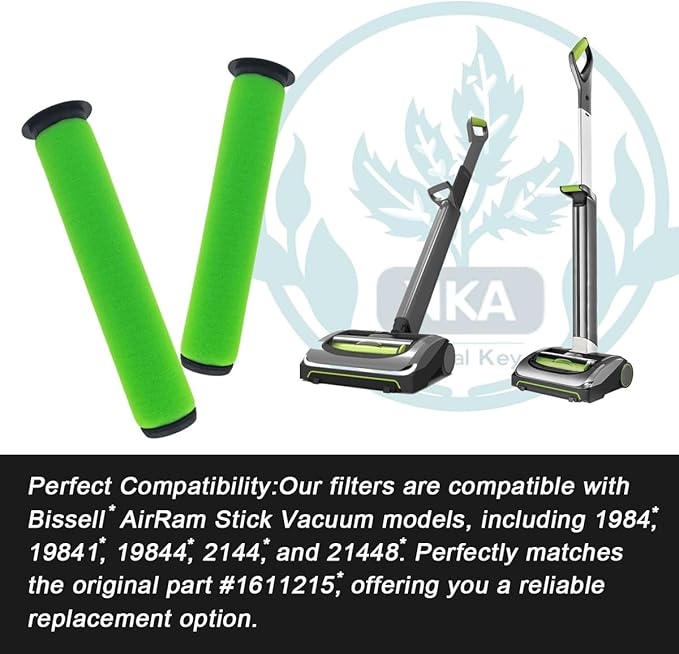 NKA 1611215 Vacuum Filter Replacement Compatible with Bissell AirRam Stick Vacuum Compare to Part # 1611215 for Models 1984 19844 1984B 1984C 2144 21448 19841 Pack of 4 - AquaVibe