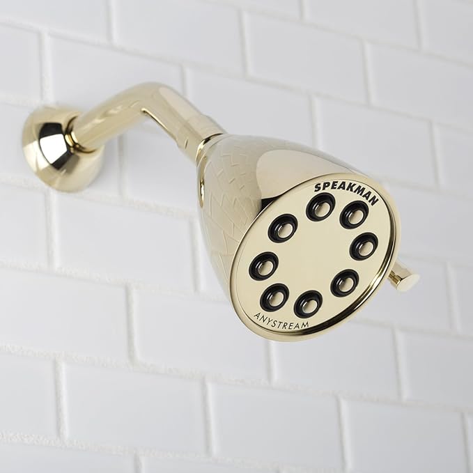 Speakman S-2251-PB Signature Icon Anystream High Pressure Adjustable Solid Brass Shower Head, Polished Brass