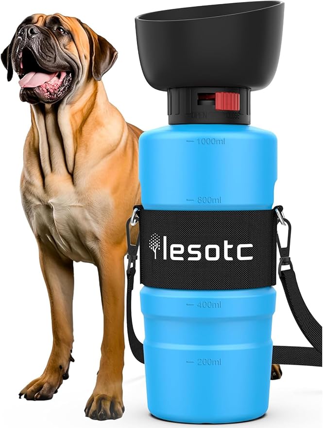 Lesotc Dog Water Bottle, Portable Pet Water Dispenser, Leak Proof Travel Squeeze Water Bottle for Dogs, Puppy Essentials Dog Stuff Accessories for Outdoor Walking, Hiking, BPA-Free, Lightweight - AquaVibe