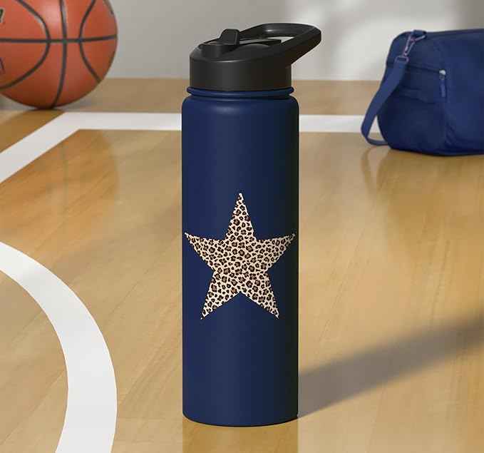 Star Shape - Cute Cheetah Leopard Print Graphic Stainless Steel Insulated Water Bottle